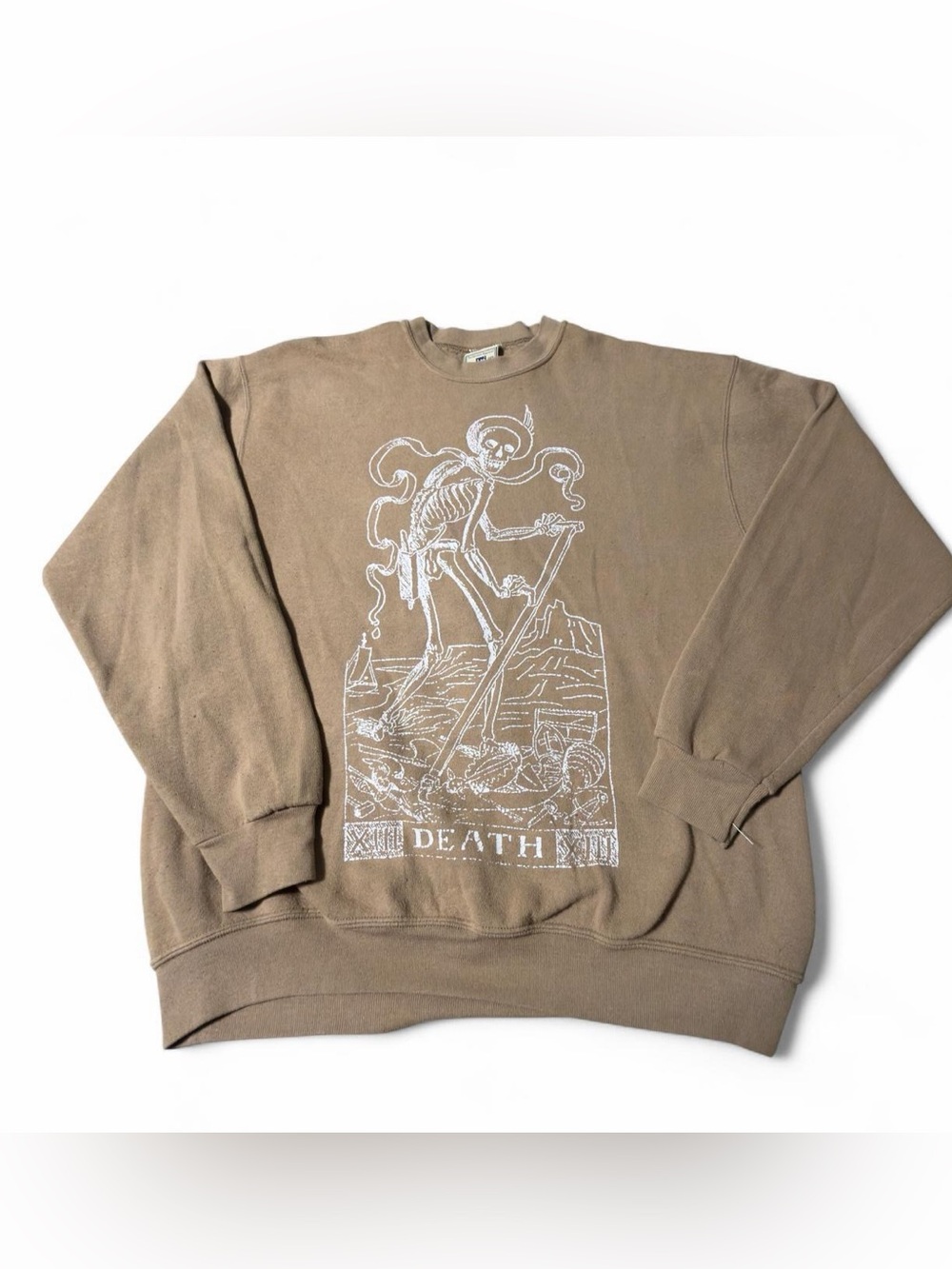 Vintage Death Tarot Card Cotton Blend Sweatshirt Medium